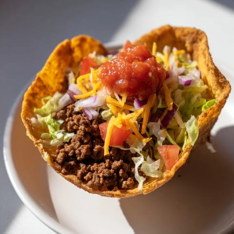These American-Style Tacos feature crispy shells overflowing with savory beef and fresh toppings, ready to enjoy.