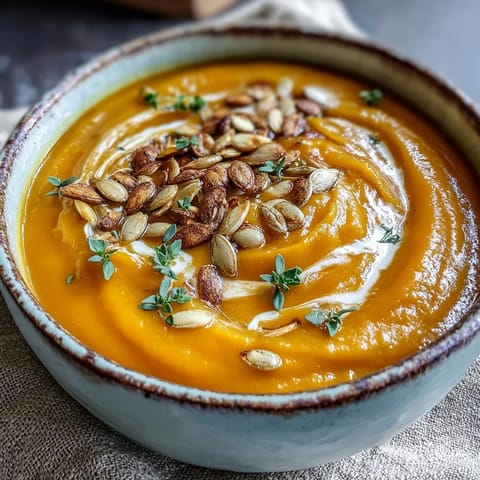 Warm Butternut Squash and Apple Soup is ladled into rustic bowls, steam rising from the velvety orange puree.
