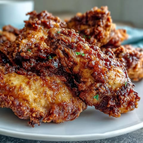 Crunchy restaurant-style Fried Chicken Wings coated in a seasoned flour blend, glistening with Thai sweet chili sauce.