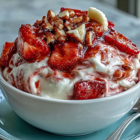 Homemade Strawberry & Banana Yoghurt Clusters with Greek yogurt, honey, and colorful freeze-dried fruit toppings.