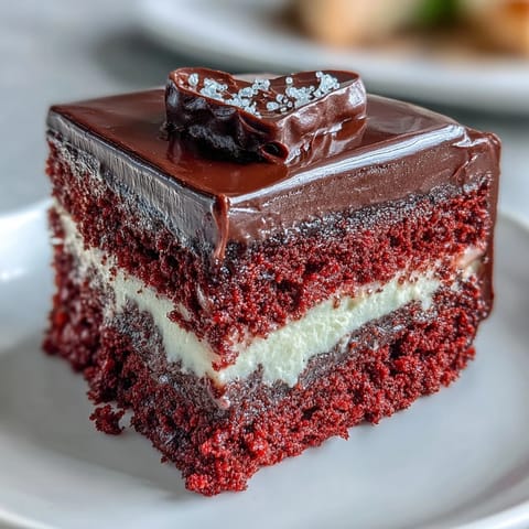 Frosted Red Betty Boop Heart Cake with a dark chocolate silhouette and smooth cream cheese frosting on a white plate.