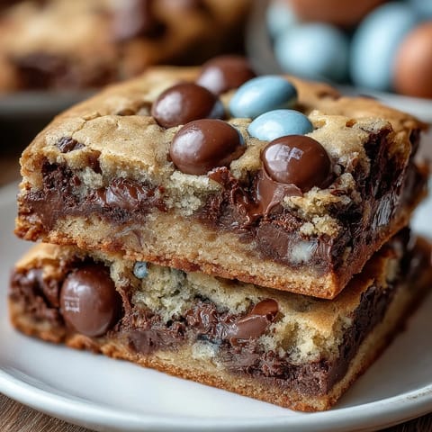 Chewy Cadbury Egg Cookie Bars with pastel M&Ms, perfect for Easter dessert tables and spring celebrations.  