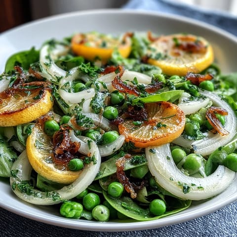Bright Lemon Vinaigrette Spring Salad with Radishes and Peas - a colorful mix of crisp radishes, sweet peas, and fresh greens tossed in a tangy lemon dressing.