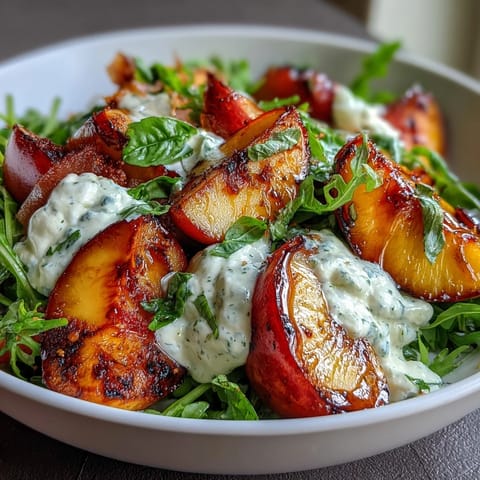 Grilled Peach Burrata Honey Salad