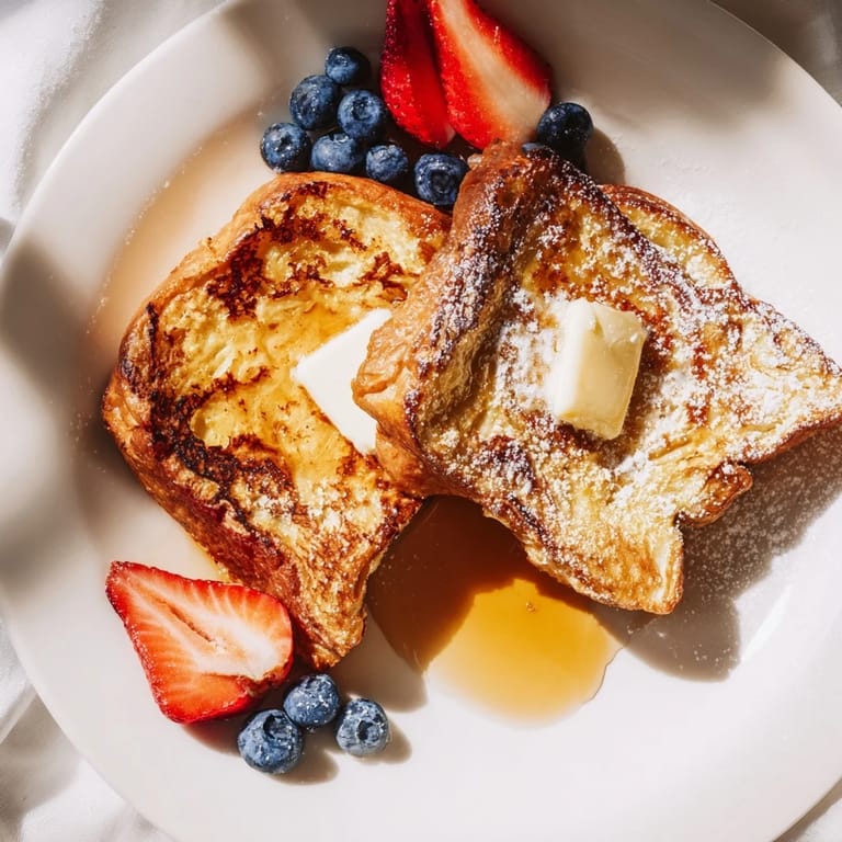 Sizzling French toast being flipped in the pan, a classic American breakfast favorite, ready to eat.