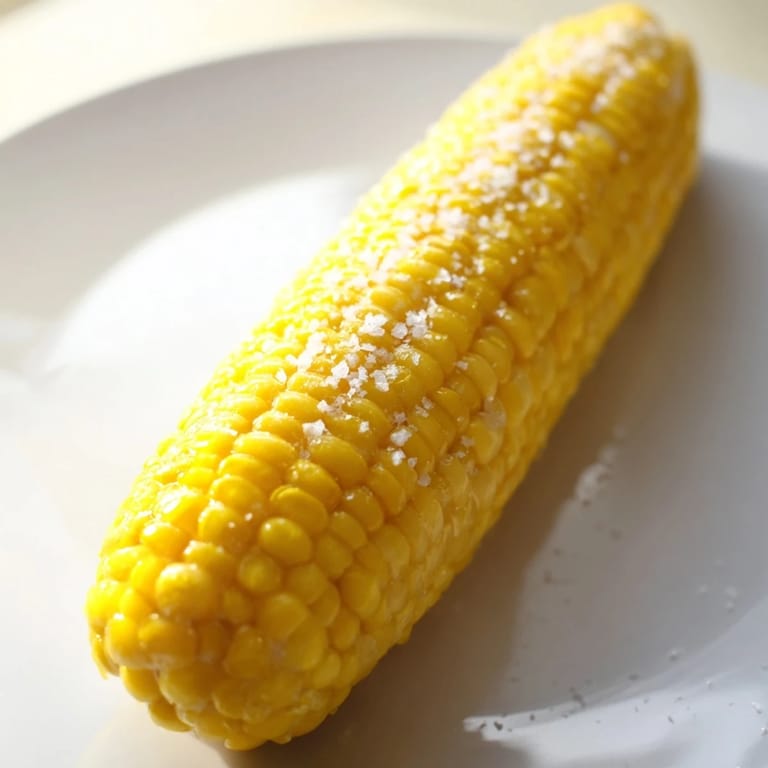 Freshly boiled corn on the cob, glistening with melty butter, seasoned to perfection.