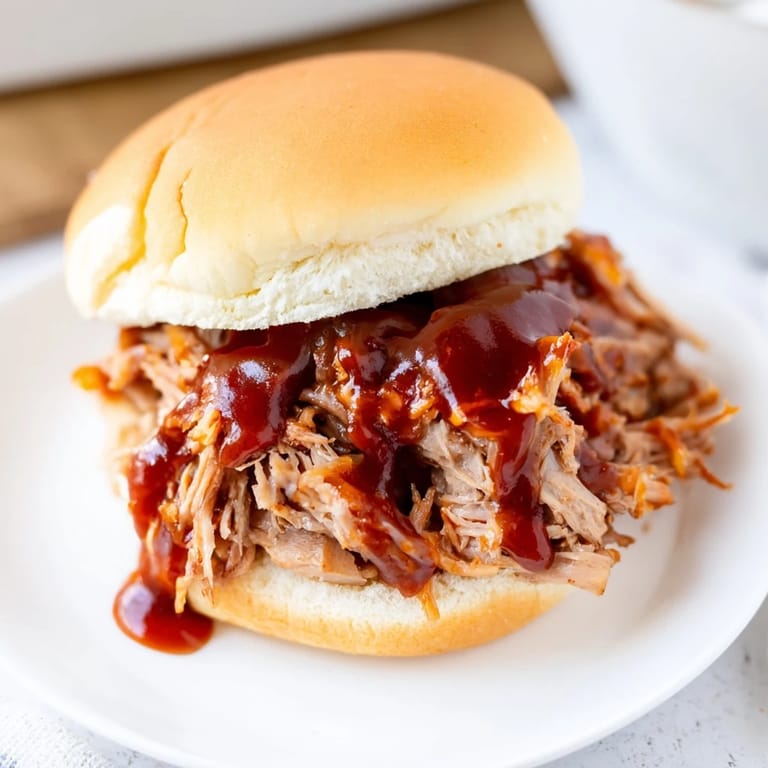 Homemade pulled pork sandwich with a side of coleslaw, a delicious American meal.