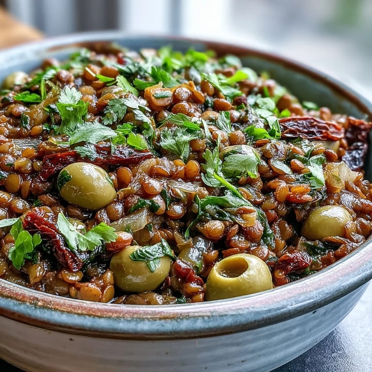 Hearty Cuban-Inspired Lentil Picadillo served with fried plantains, ready for a delicious weeknight dinner with family.