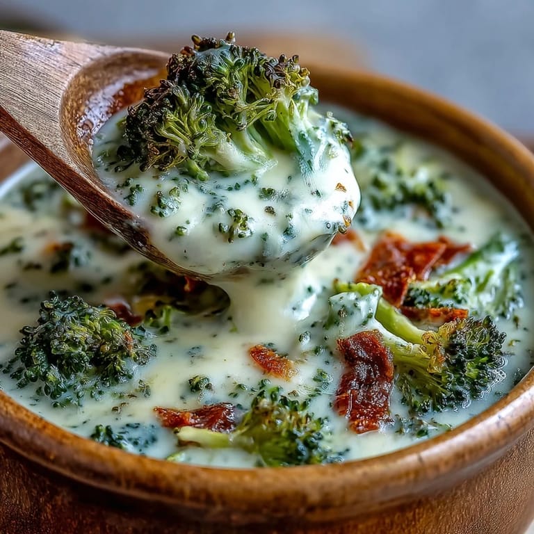 Golden, oven-roasted broccoli florets and sharp cheddar cheese melted into a creamy soup, served hot with a side of crusty bread.
