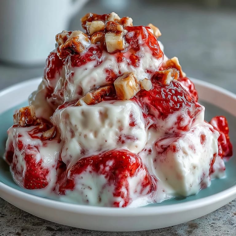 Ready-to-eat frozen Strawberry & Banana Yoghurt Clusters served on a chilled plate for a refreshing snack.