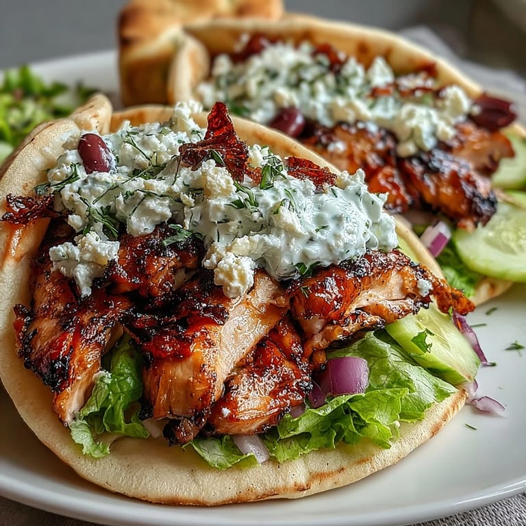 Sliced lemon-herb chicken meets crisp lettuce and olives in this fresh Mediterranean Chicken Gyro.