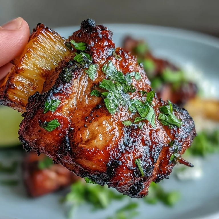 Flavorful grilled chicken al pastor skewers, perfect for a summer meal.