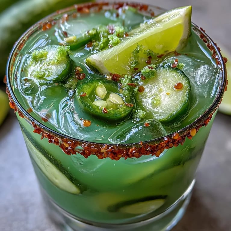 Enjoy this tangy and spicy Viral Pickle Margarita Mocktail, perfect for a party.