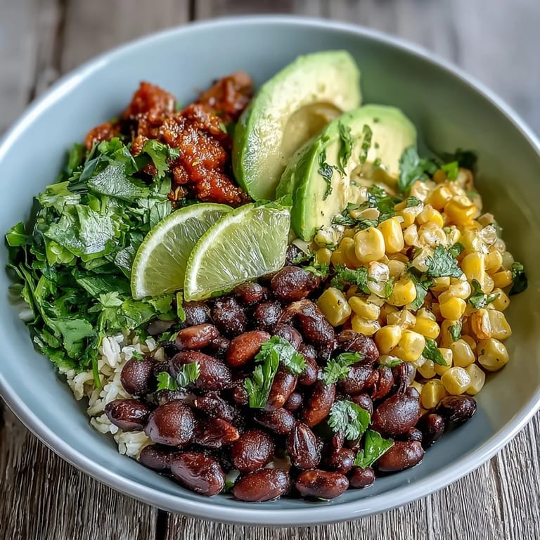 Colorful, easy plant-based taco bowl ready for a delicious lunch or dinner.