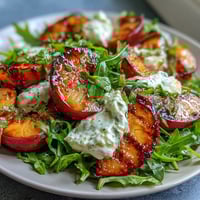 Grilled Peach Burrata Honey Salad