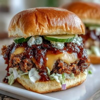 Juicy smash burger sliders piled high with tangy secret sauce, ready for grilling.